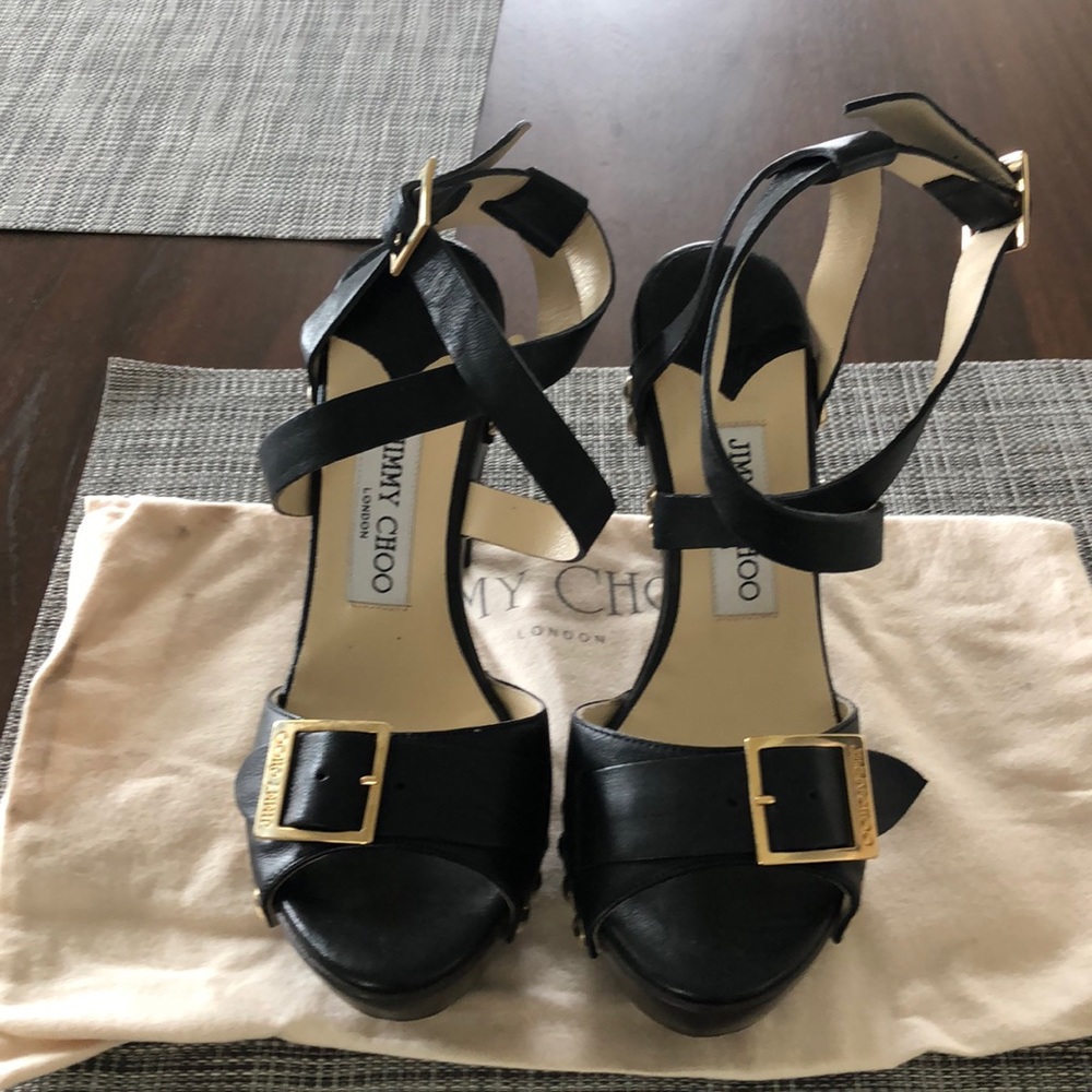 Jimmy Choo London Biker Black Leather Sandal Clog- size 36- NIB
